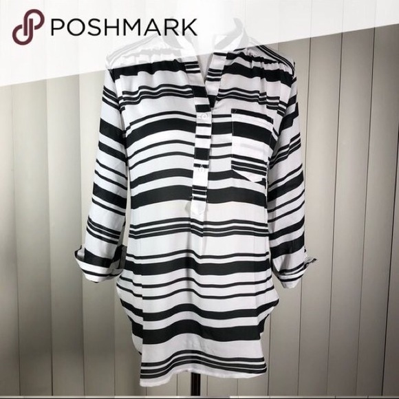 Modcloth black/ white striped blouse. - Picture 4 of 8